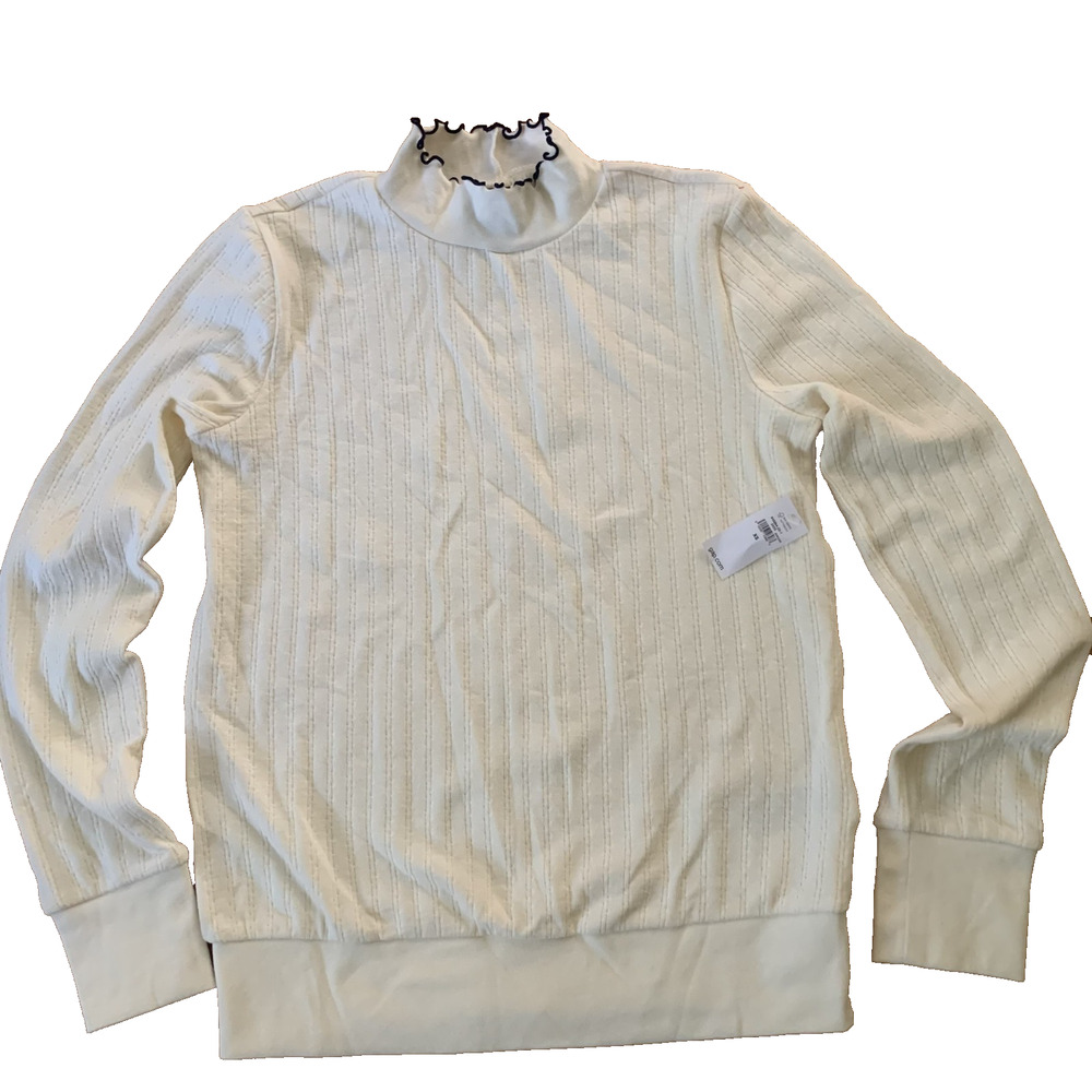 NWT GAP WOMEN'S PONTELLE KNIT MOCK NECK BANDED‎ BOTTOM ANTIQUE WHITE SWEATER XS